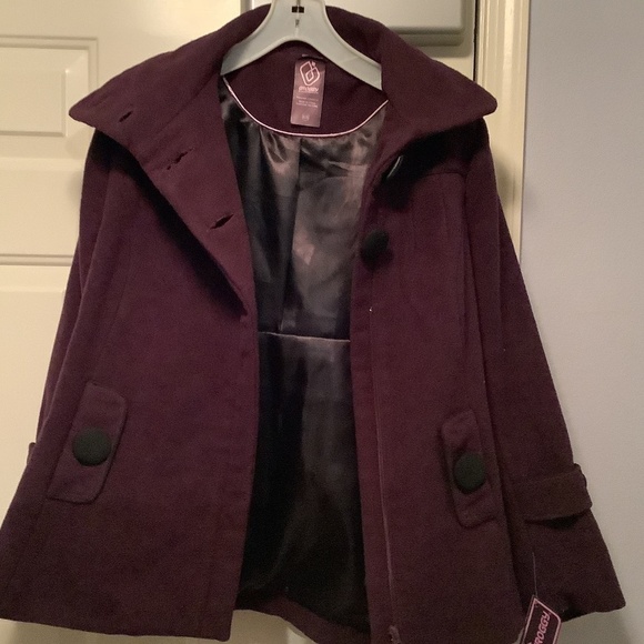 GROGGY Big Collar Purple Wool Coat Size Junior XL NWT - Picture 8 of 8